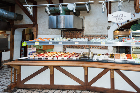 RIGA, LATVIA - SEP 6, 2014: Food in the Restaurant Lido in RIga, Latvia.  The LIDO is the  restaurant and bistro network established in 1987のeditorial素材