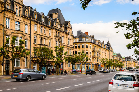 LUXEMBOURG, LUXEMBOURG - JUN 9, 2015: Architecture in Luxembourg city in evening. Luxembourg city is...