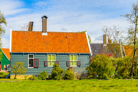 ZAANSE SCHANS, NETHERLANDS - MAY 2, 2015: Zaanse Schans, Northe Holland, Netherlands. This village is a popular touristic destination in Netherlandsのeditorial素材