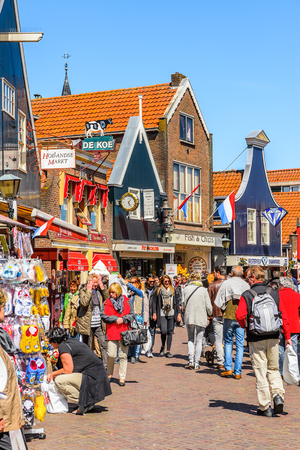 VOLENDAM, NETHERLANDS - MAY 2, 2015: House in the harbour of Volendam, Netherlands. Volendam is a popular touristic destination in North Hollandのeditorial素材