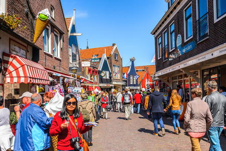 VOLENDAM, NETHERLANDS - MAY 2, 2015: House in the harbour of Volendam, Netherlands. Volendam is a popular touristic destination in North Hollandのeditorial素材