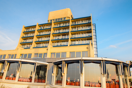 THE HAGUE, NETHERLANDS - MAY 2, 2015: Hotel on the coast of the North Sea in the Hague, Netherlands. Hague is the capital of the province South Hollandのeditorial素材