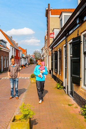 DELFT, NETHERLANDS - MAY 2, 2015: Beautiful architecture of Delft, Netherlands. Delft is a popular touristic destination due to the town centre with canalsのeditorial素材