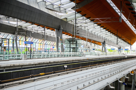 AMSTERDAM, NETHERLANDS - JUN 1, 2015: Amsterdam Bijlmer ArenA metro station. It's a  railway station...
