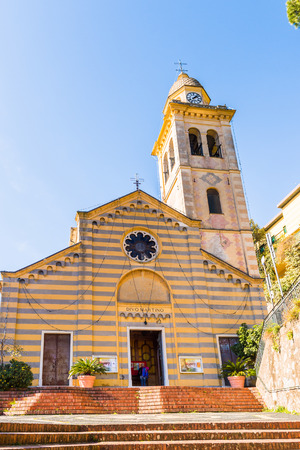 PORTOFINO, ITALY - MAR 7, 2015: Church of Saint Martin (Divo Martino) in Portofino, Italy. This church was built in 12th centuryのeditorial素材