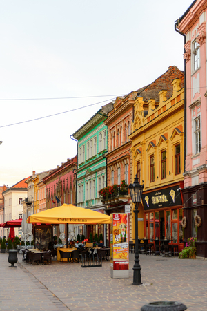 KOSICE, SLOVAKIA - SEP 25, 2016: Colorful architecture of the main street of Kosice, the biggest city in eastern Slovakia. It was the European Capital of Culture in 2013のeditorial素材