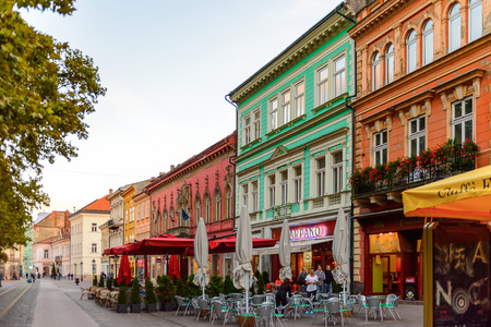 KOSICE, SLOVAKIA - SEP 25, 2016: Architecture in the evening of Kosice, the biggest city in eastern Slovakia. It was the European Capital of Culture in 2013のeditorial素材