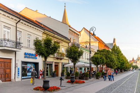 KOSICE, SLOVAKIA - SEP 25, 2016: Main street of Kosice, the biggest city in eastern Slovakia. It was the European Capital of Culture in 2013のeditorial素材