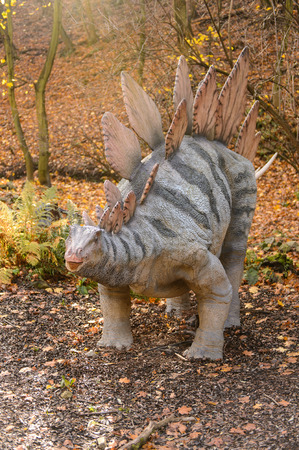BRATISLAVA, SLOVAKIA - OCT 18, 2015: Stegosaurus in the DinoPark in Bratislava, Slovakia.Stegosaurus is genus of armored bony dinosaur from the Late Jurassic periodのeditorial素材