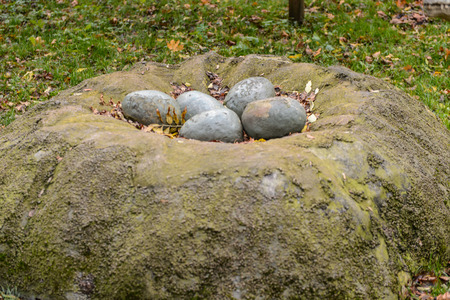 BRATISLAVA, SLOVAKIA - OCT 18, 2015: Velociraptor in DinoPark in Bratislava, Slovakia. One f the popular attections in Bratislava, Slovakia.のeditorial素材