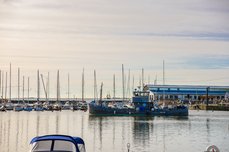 HELSINKI, FINLAND - SEP 12, 2016: Port of Helsinki, the capital of Finland.のeditorial素材
