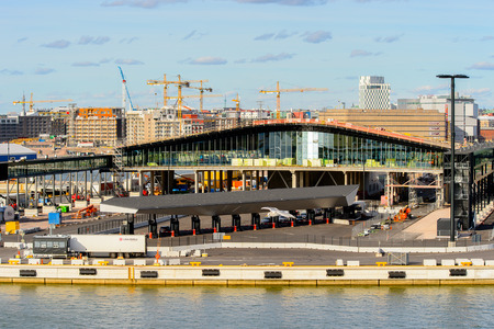 HELSINKI, FINLAND - SEP 12, 2016: Port of Helsinki, the capital of Finland.のeditorial素材