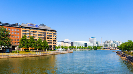 HELSINKI, FINLAND - JULY 26, 2014: Waterscape in  Helsinki, Finland. Helsinki was chosen to be the World Design Capital for 2012のeditorial素材