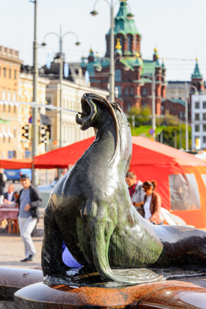 HELSINKI, FINLAND - SEP 12, 2016: Seal fountain of  Helsinki, Finland. Helsinki was chosen to be the World Design Capital for 2012のeditorial素材