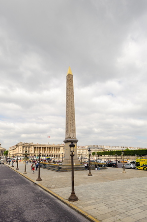 PARIS, FRANCE - JUN 17, 2014: Obelisk (Obelisque) of the Place de la Concorde. It's the largest square in Paris, France. It measures 8.64 hectares (21.3 acres) in areaのeditorial素材
