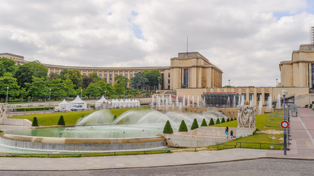 PARIS, FRANCE - JUN 17, 2014: Trocadero square in Paris, France. Paris is one of the most popular touristic destinations in the worldのeditorial素材