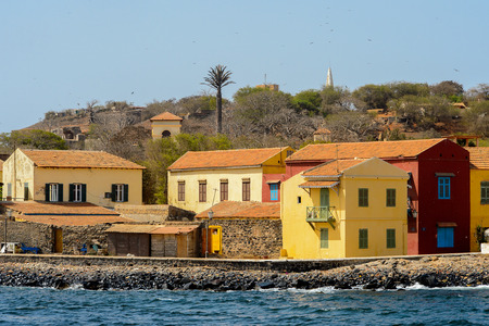 GOREE, SENEGAL - APR 28, 2017: Buildings on the Goree Island,  UNESCO World Heritage Site. Former slaves islandのeditorial素材