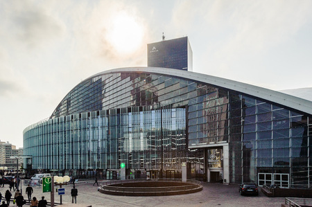 PARIS, FRANCE - JUN 18, 2014:  Buildings of La Defense district. La Defense is the major business district of the Paris, Franceのeditorial素材