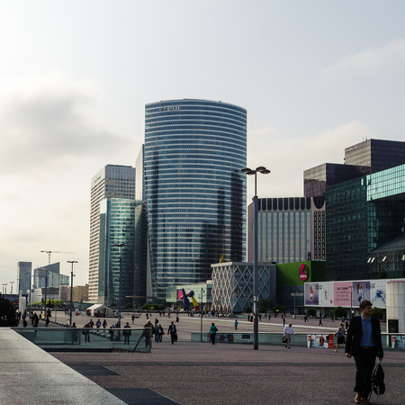 PARIS, FRANCE - JUN 18, 2014: Skyscapers of La Defense. La Defense is the major business district of the Paris, Franceのeditorial素材