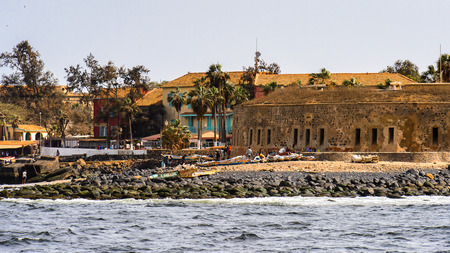 GOREE, SENEGAL - APR 28, 2017: Fortress of the Goree Island,  UNESCO World Heritage Site. Former slaves islandのeditorial素材