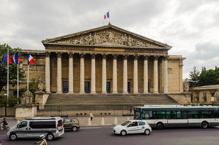 PARIS, FRANCE - JUN 17, 2014: Palais Bourbon, the place where the National Assembly meets in Paris, France.のeditorial素材