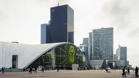 PARIS, FRANCE - JUN 18, 2014:  Buildings of La Defense district. La Defense is the major business district of the Paris, Franceのeditorial素材