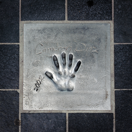 CANNES, FRANCE - JUN 25, 2014: Cameron Diaz hand mark on the alley of fame in Cannes, Cote d'Azur, Franceのeditorial素材