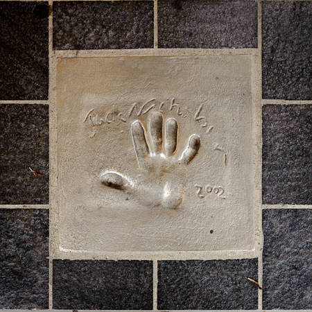 CANNES, FRANCE - JUN 25, 2014: Jack Nicholson hand mark on the alley of fame in Cannes, Cote d'Azur, Franceのeditorial素材