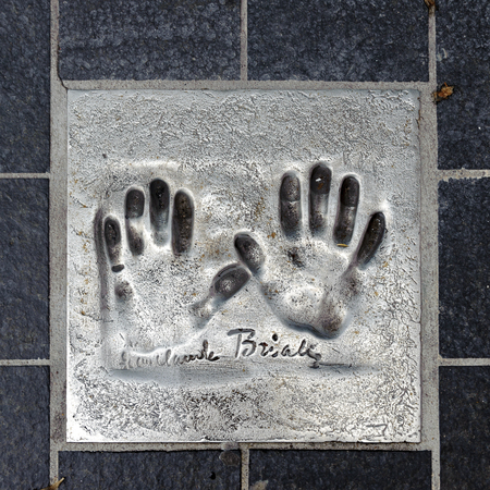 CANNES, FRANCE - JUN 25, 2014: Briali hand mark on the alley of fame in Cannes, Cote d'Azur, Franceのeditorial素材