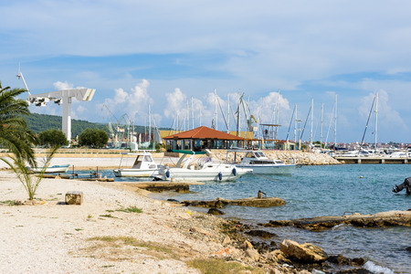 DALMATIA, CROATIA - AUG 24, 2014: Boats near the Coast of Croatia, on the Adriatic Sea. Catchment areaof the Adriatic Sea is 235,000 km2 (91,000 sq mi)のeditorial素材