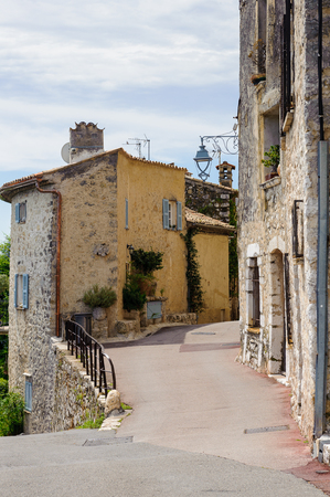 SAINT-PAUL-DE-VENCE, FRANCE - JUN 25, 2014: Beautiful old houses landscape of Saint Paul de Vence, one of the oldest towns of the Frence Riviera. Town of painters and galleriesのeditorial素材