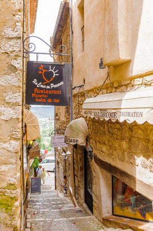 SAINT-PAUL-DE-VENCE, FRANCE - JUN 25, 2014: Old architecture of Saint Paul de Vence, one of the oldest towns of the Frence Riviera. Town of painters and galleriesのeditorial素材