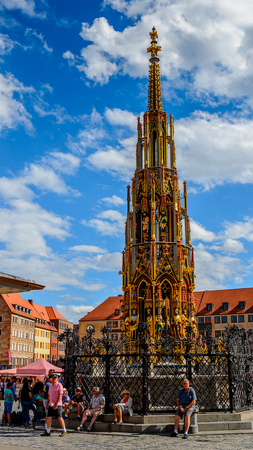 NUREMBERG, GERMANY - AUG 5, 2017: Architecture of Nuremberg, the largest in town in Franconia, Bavaria state, Germanyのeditorial素材