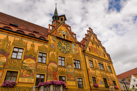 ULM, GERMANY - AUGUST 6, 2017: City hall of Ulm, Germany, a city in the federal state of Baden-Wurttemberg, on the River Danubeのeditorial素材