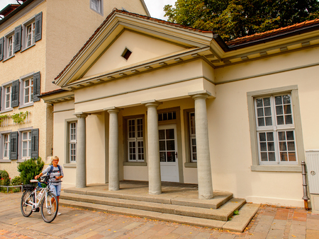 MEERSBURG, GERMANY - AUG 6, 2017: Architecture of Meersburg, a town of Baden-Wurttemberg in Germany at Lake Constance.のeditorial素材