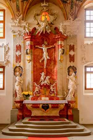 MEERSBURG, GERMANY - AUG 6, 2017: Interior of the church of Meersburg, a town of Baden-Wurttemberg in Germany at Lake Constance.のeditorial素材