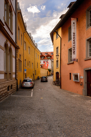 KONSTANZ, GERMANY - AUG 6, 2017: Beautiful architecture of Konstanz, a small town in Germanyのeditorial素材