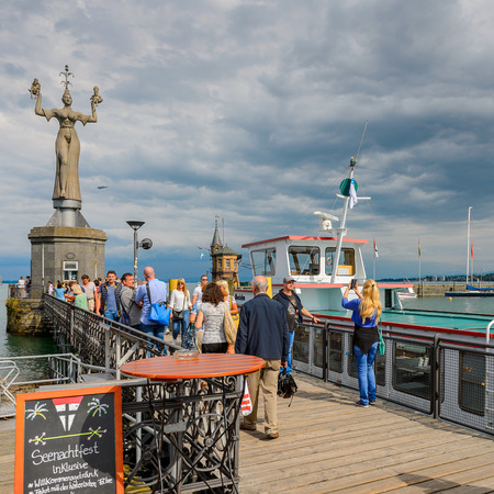 KONSTANZ, GERMANY - AUG 6, 2017: The Imperia (statue) at the Lake Constance in Konstanz, a small town in Germanyのeditorial素材