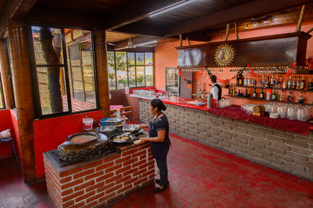 OAXACA, MEXICO - NOV 1, 2016: Interior of the Restaurant La Choza del Chef in Oaxaca, the place with national Mexican foodのeditorial素材