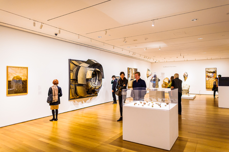 NEW YORK, USA - OCT 8, 2015: Interior of the Museum of Modern Art (MoMA), an art museum, Midtown Manhattan, New York. It was established on November 7, 1929のeditorial素材