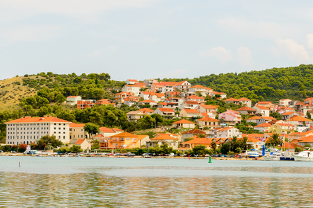 CIOVO, CROATIA - AUG 22, 2014: Coastline of Ciovo, small Croatian Island. Ciovo is an island in the Adriatic Sea with area of 28.8 km2のeditorial素材