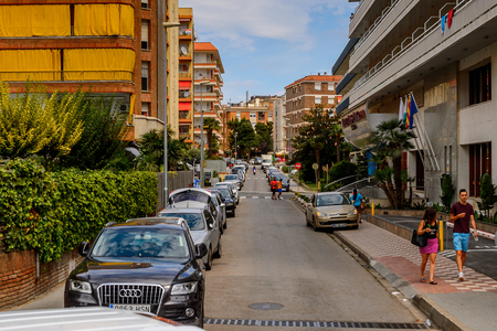LLORET, SPAIN - AUG 11, 2017: Architecture of Lloret del Mar, a popular touristic resort city in Catalunyaのeditorial素材