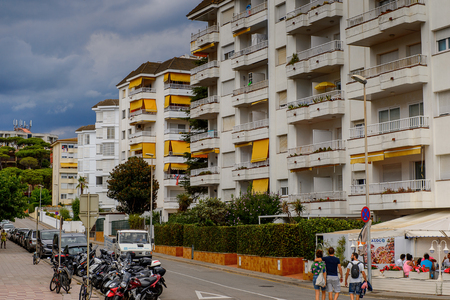 LLORET, SPAIN - AUG 11, 2017: Architecture of Lloret del Mar, a popular touristic resort city in Catalunyaのeditorial素材