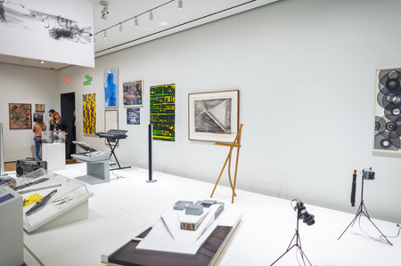 NEW YORK, USA - OCT 8, 2015: Music exhibition at  the Museum of Modern Art (MoMA), an art museum, Midtown Manhattan, New York. It was established on November 7, 1929のeditorial素材