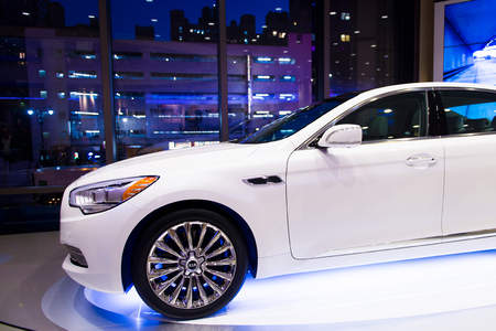 NEW YORK, USA - OCT 8, 2015: Car at the Madison Square Garden, New York City. MSG is the arena for basketball, ice hockey, pro wrestling, concerts and boxing.のeditorial素材