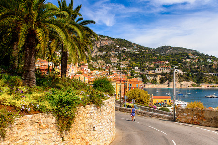 VILLEFRANCHE FRANCE - AUGUST 13, 2017: Architecture  and nature Villefranche-sur-Mer, a town of the Cote d'Azur region on the French Riviera.のeditorial素材