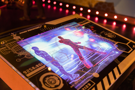 LOS ANGELES, USA - SEP 28, 2015: Iron Man plans in the  Madame Tussauds Hollywood wax museum. Marie Tussaud was born as Marie Grosholtz in 1761のeditorial素材