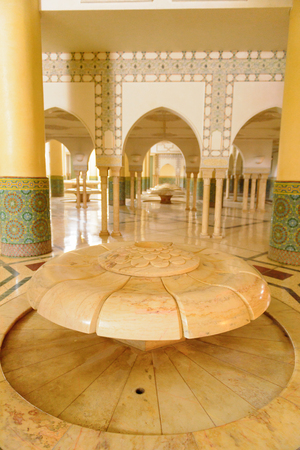CASABLANCA, MOROCCO - SEP 1, 2015: Interior of Hassan II Mosque or Grande Mosquee Hassan II. It is the largest mosque in Morocco and the 13th largest in the world.のeditorial素材