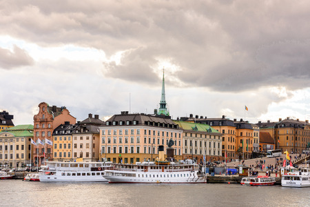 STOCKHOLM, SWEDEN - SEP 13, 2016: Arhitecture of the centre of Stockholm, Sweden. Stockholm is the most populous city in Scandinaviaのeditorial素材