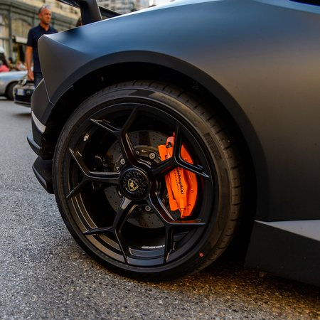 MONTE CARLO,  MONACO - AUG 13, 2017: Lamborghini car in Monte Carlo, a place with lots of new high class automobilesのeditorial素材